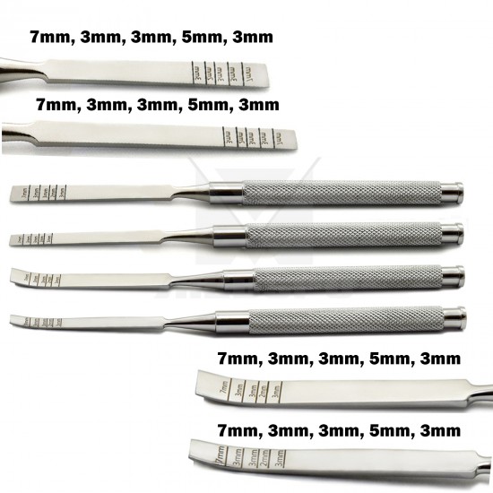 Set of 4 Bone Chisel Splitting Extracting Dental Ridge Implant Surgery